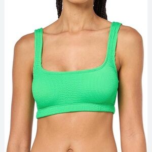 next Crinkled Textured Square-Neck Sports Bra Bikini Top - Vibrant Green XS. NWT